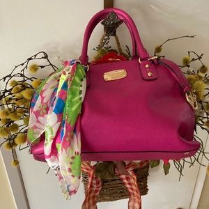 Michael Kors Fushia Leather Saffiano Satchel